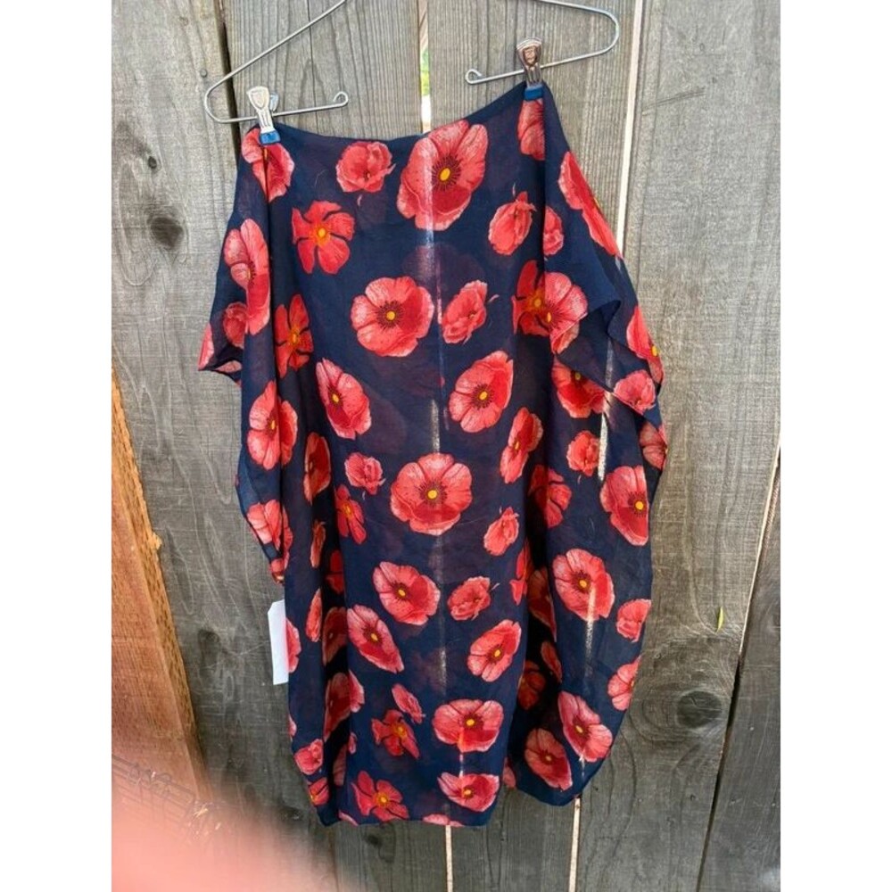 Navy infinity scarf with poppies